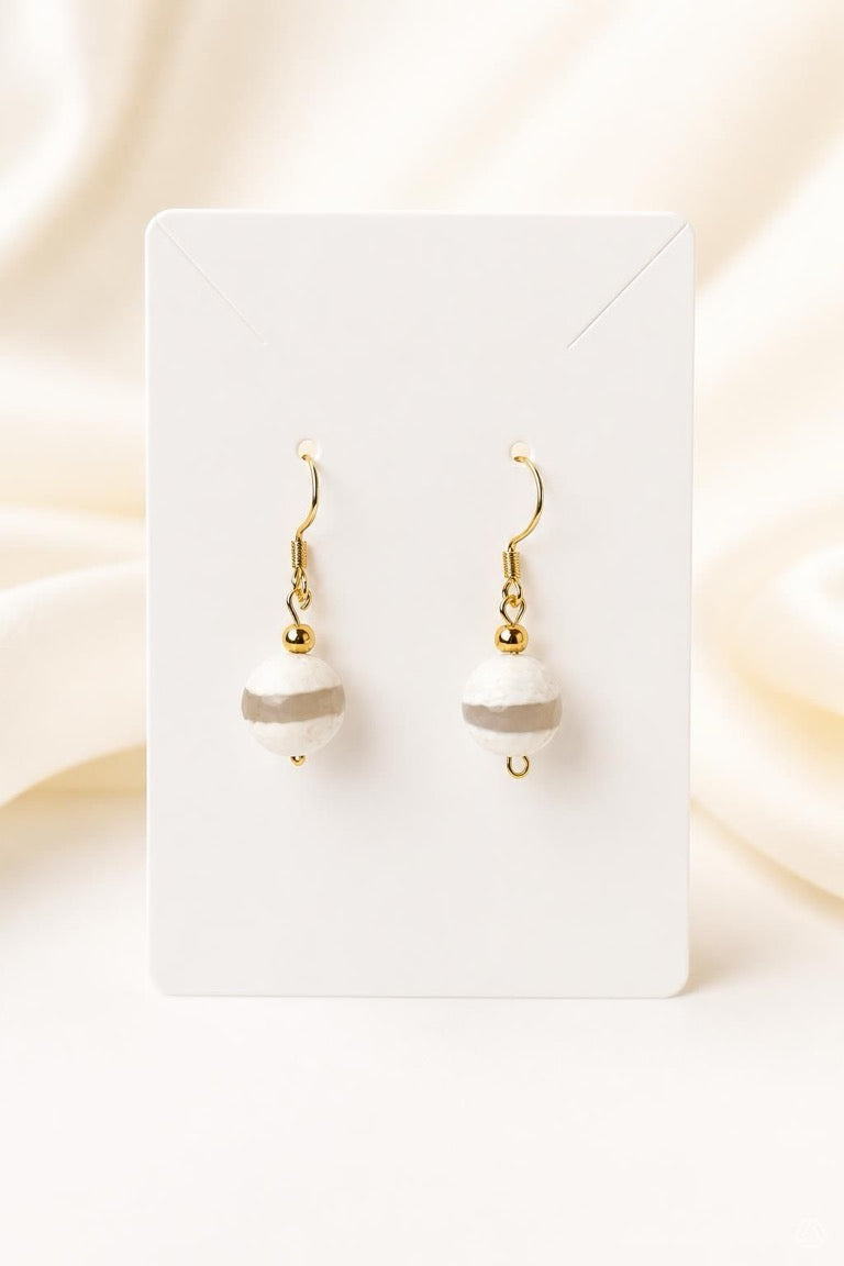 Handcrafted Dzi-Style Agate Beaded Dangle Earrings
