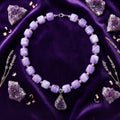 Royal Amethyst Statement Necklace with Swirled Purple Stone Beads