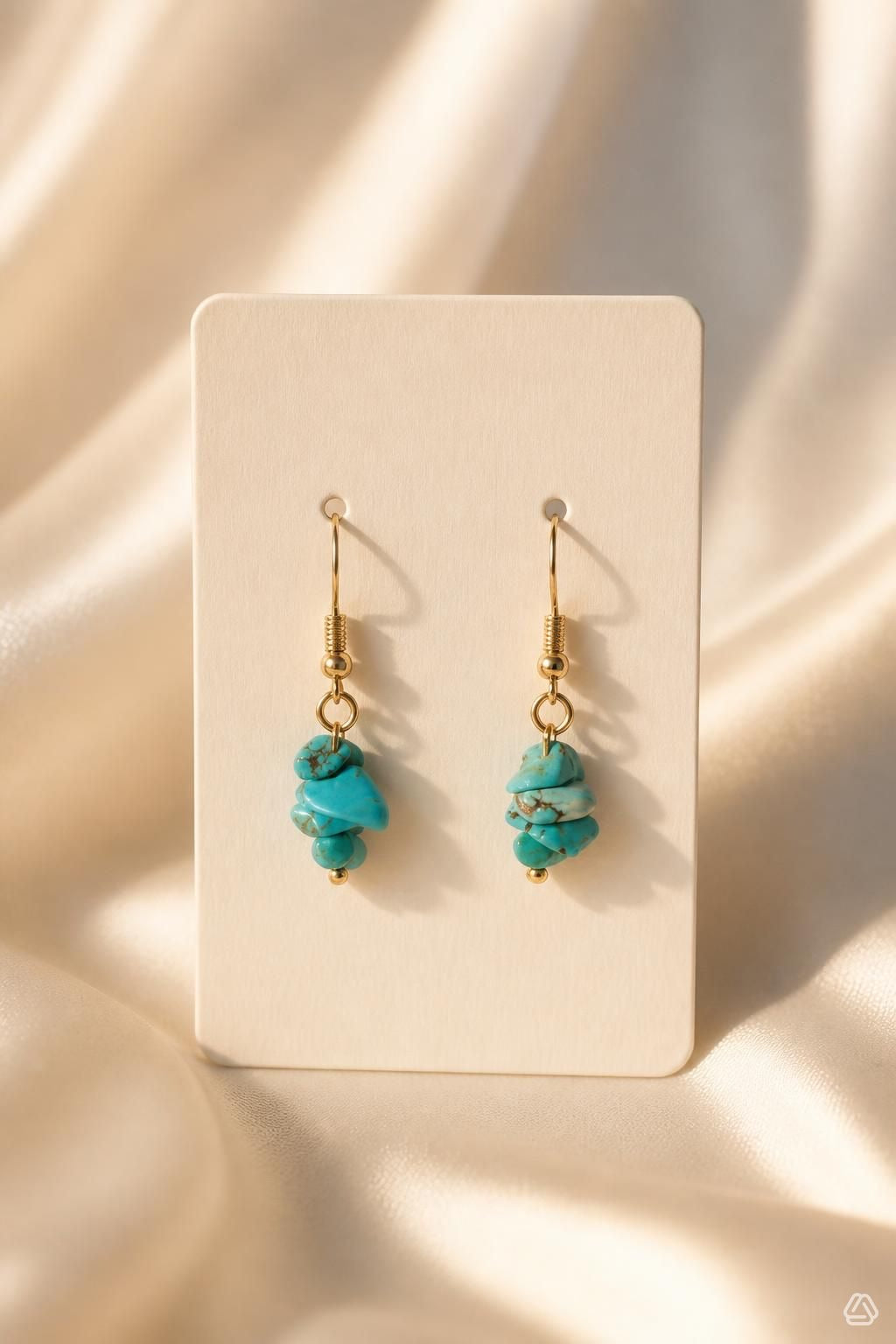 Handcrafted Turquoise Chip Dangle Earrings
