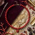 Crimson Tide Statement Beaded Necklace with Center Pendant
