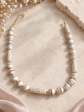 Bohemian Earth Dzi Bead Statement Necklace with Golden Accents