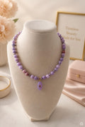 Lavender Jade Beaded Necklace with Marquise Charm
