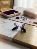 Amethyst Butterfly Rhinestone Stud Earrings | Handmade Statement Jewelry