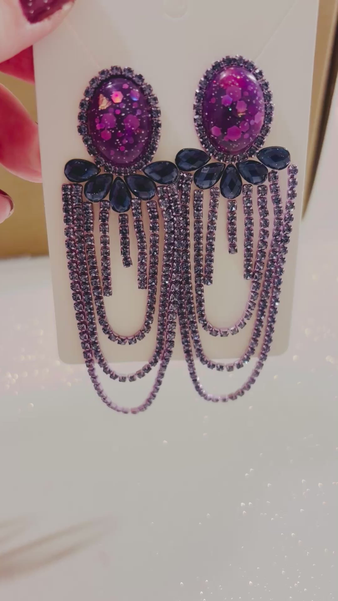 Stardust Chandelier Earrings in Deep Violet